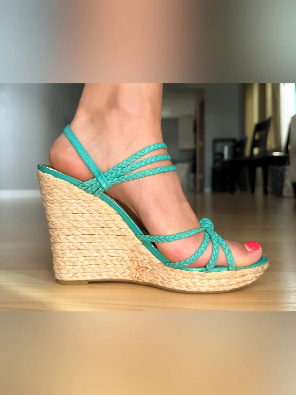 Jessica Simpson - Turquoise Braided Espadrille Wedge Sandals